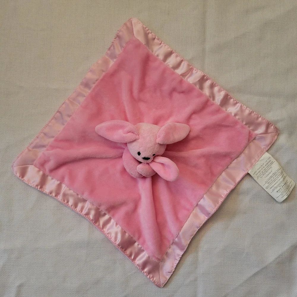 Mystic Apparel OS Security Blanket Pink Bunny Satin Trim LOVEY Replacement Gift